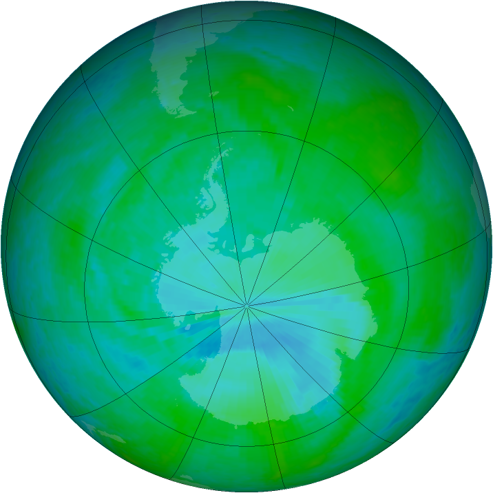 Antarctic ozone map for 27 December 2001